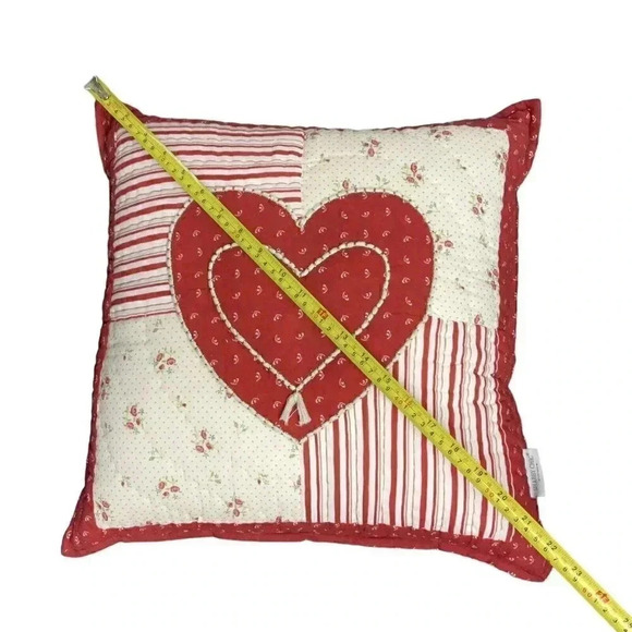Shabby Chic Hearts Valentines Pink Hearts Love Throw Pillow Set 22 in - Picture 4 of 4